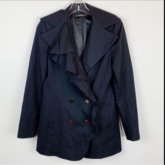 Tahari Jackets & Blazers - TAHARI Black Ruffle Coat E323